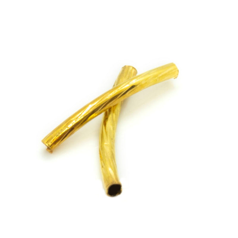 Load image into Gallery viewer, Twisted Curved Tube 30mm x 2mm Gold - Affordable Jewellery Supplies
