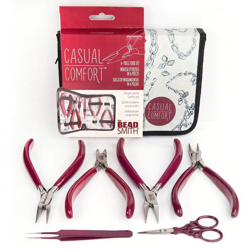 Load image into Gallery viewer, Casual Comfort 6-Piece Tool Set by The Beadsmith 18mm x 14mm 3mm Red - Affordable Jewellery Supplies
