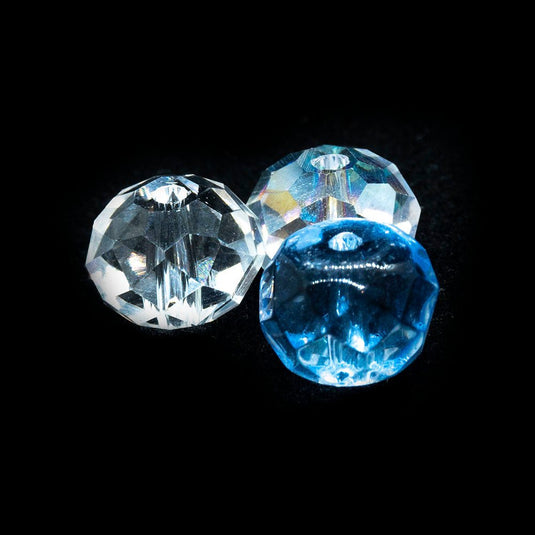 Chinese Crystal Glass Rondelle 8mm x 6mm Aquamarine - Affordable Jewellery Supplies