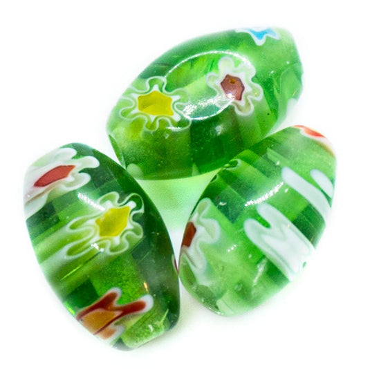 Millefiori Glass Oval 8mm x 6mm Green - Affordable Jewellery Supplies
