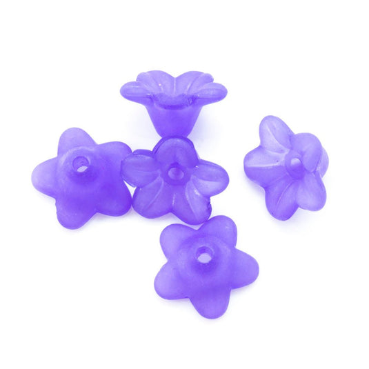 Acrylic Lucite Flower Frosted Crocus Lily 10mm x 4mm Purple - Affordable Jewellery Supplies