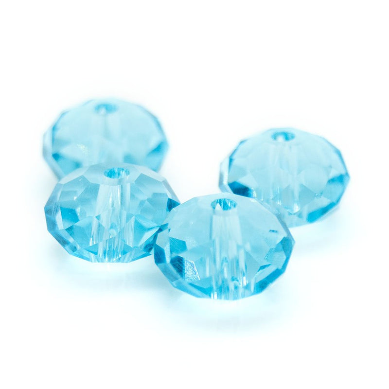 Load image into Gallery viewer, Glass Crystal Faceted Rondelle 8mm x 5mm Aqua - Affordable Jewellery Supplies

