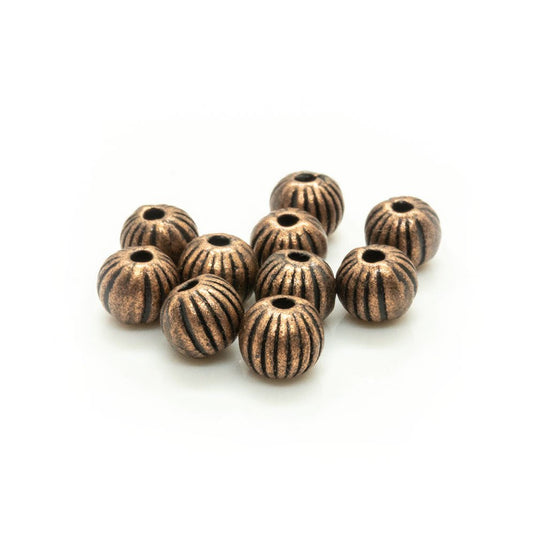 Corrugated Round Alloy Beads 4mm x 3.5mm Red Copper - Affordable Jewellery Supplies