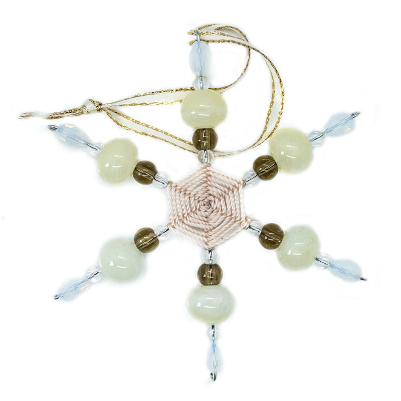 Load image into Gallery viewer, Beaded Christmas Star Ornament 9.5mm Cream - Affordable Jewellery Supplies
