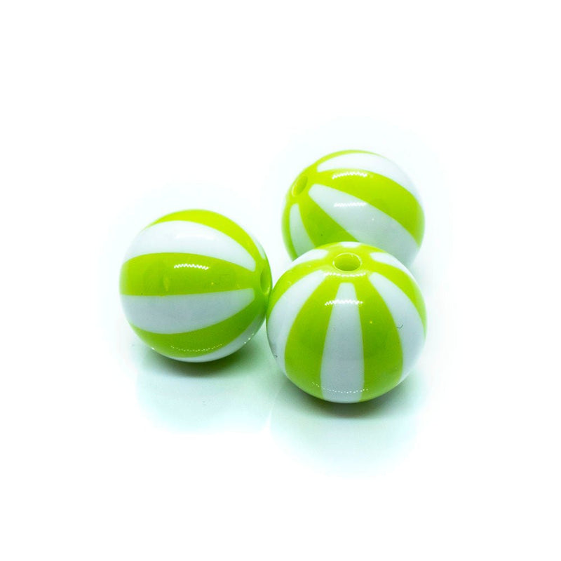 Load image into Gallery viewer, Bubblegum Acrylic Striped Beads 19mm x 18mm Lime - Affordable Jewellery Supplies
