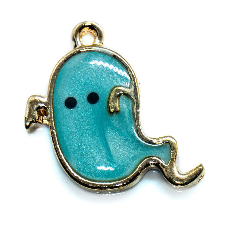 Load image into Gallery viewer, Transparent Enamel Ghost Charm 21mm x 19mm Aqua - Affordable Jewellery Supplies
