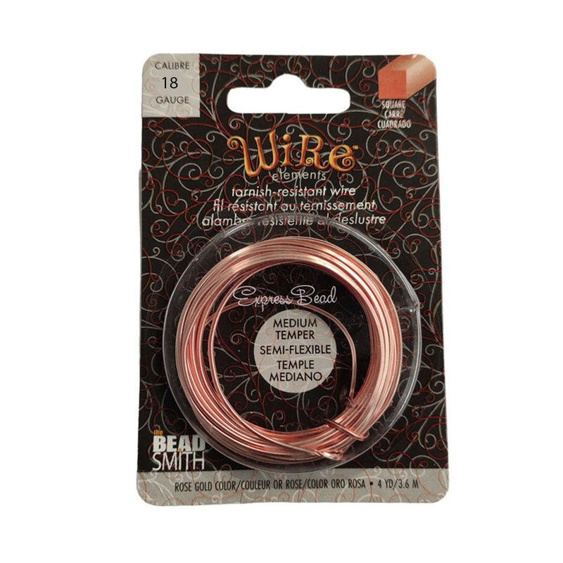 Load image into Gallery viewer, Beadsmith Square Wire 18 Gauge/1.02mm 3.6m Rose Gold - Affordable Jewellery Supplies
