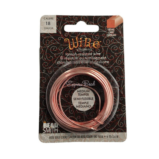 Beadsmith Square Wire 18 Gauge/1.02mm 3.6m Rose Gold - Affordable Jewellery Supplies