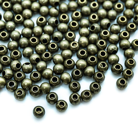 Smooth Round Seamed Spacer Bead 3mm Antique Bronze - Affordable Jewellery Supplies