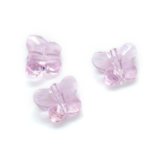 Transparent Faceted Glass Butterfly 10mm x 8mm x 6mm Pink - Affordable Jewellery Supplies