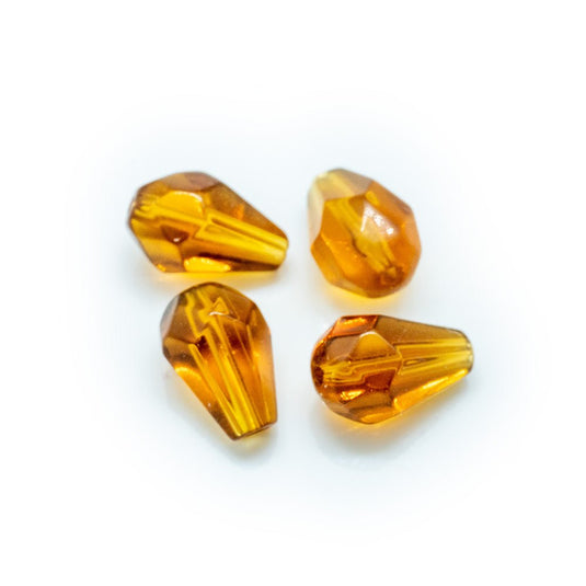 Faceted Glass Teardrop 10mm x 7mm Topaz - Affordable Jewellery Supplies
