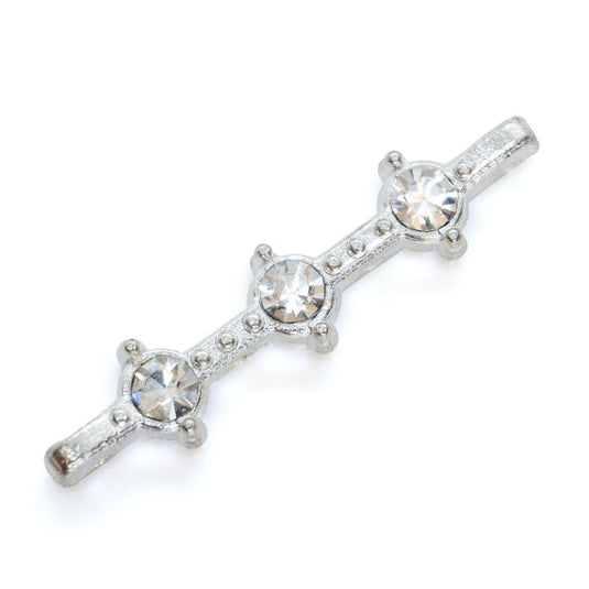 Rhinestone Bar Spacer 28mm x 6mm x 5mm Silver - Affordable Jewellery Supplies