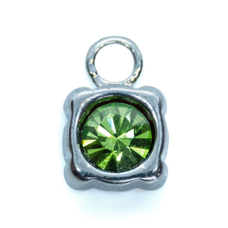 Load image into Gallery viewer, Rhinestone Square Pendant Charm 12mm x 7mm Peridot - Affordable Jewellery Supplies
