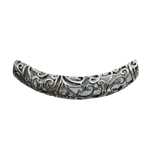 Tibetan Style Curved Half Tube Bead 68mm x 24mm x 9mm Antique Silver - Affordable Jewellery Supplies