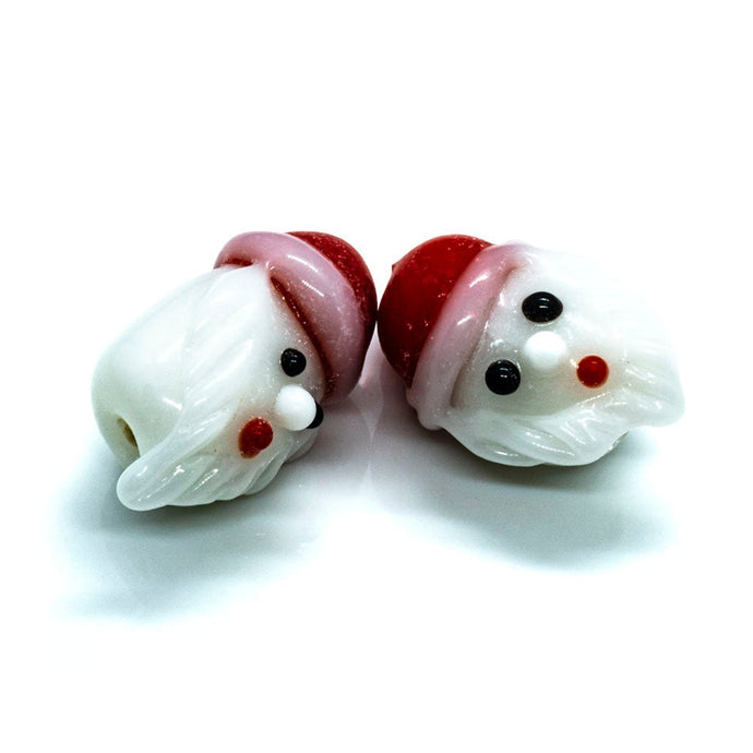 Lampwork Glass Santa Head 18mm x 26mm Red and White - Affordable Jewellery Supplies