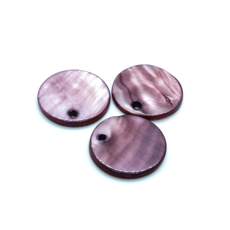 Load image into Gallery viewer, Shell Pendants (Drops) Round 15mm Purple - Affordable Jewellery Supplies
