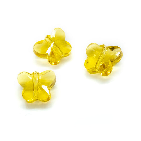 Transparent Faceted Glass Butterfly 10mm x 8mm x 6mm Light Khaki - Affordable Jewellery Supplies