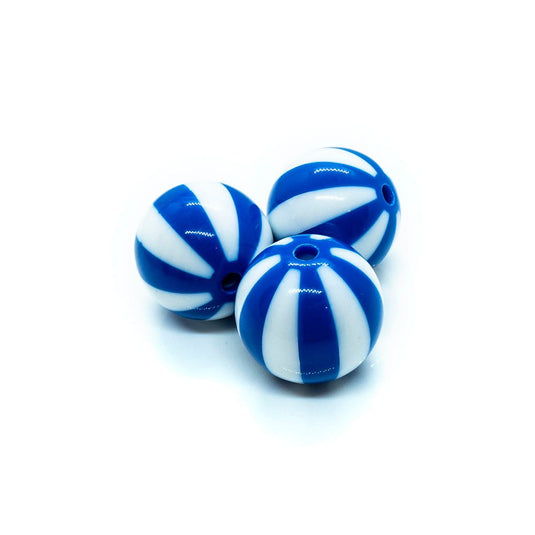 Bubblegum Acrylic Striped Beads 19mm x 18mm Blue - Affordable Jewellery Supplies