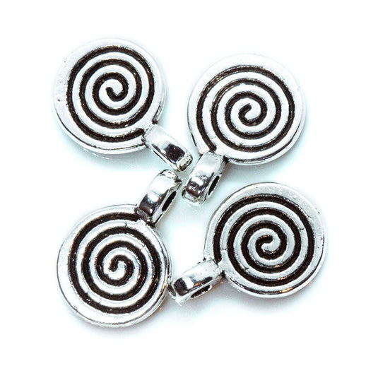 Flat Round Tibetan Style Swirl Charm 11.8mm x 8mm x 1.5mm Antique Silver - Affordable Jewellery Supplies