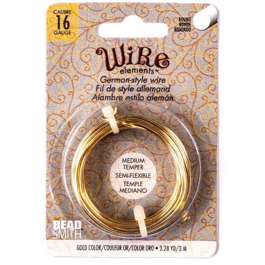 Beadsmith German Style Wire 16 Gauge 3m Gold - Affordable Jewellery Supplies