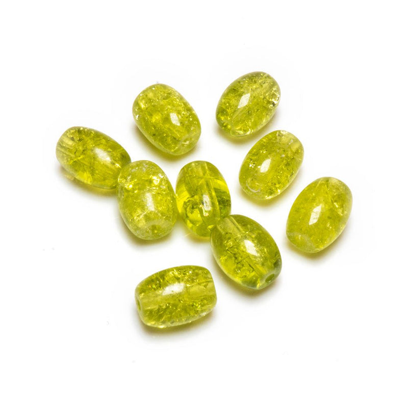 Load image into Gallery viewer, Glass Crackle Oval Beads 6mm x 8mm Olive Green - Affordable Jewellery Supplies
