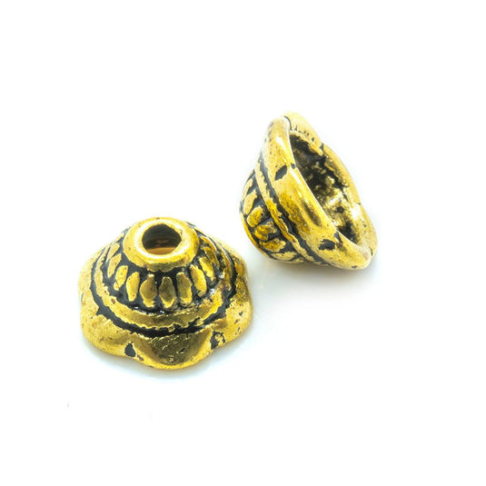 Tibetan Style Bead Caps 8mm Antique Gold - Affordable Jewellery Supplies