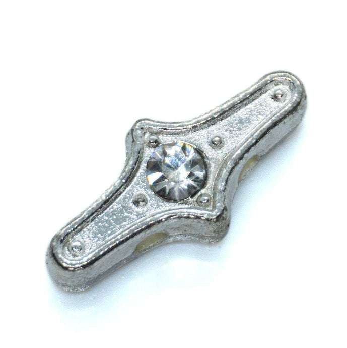 Rhinestone Bar Spacer 15mm x 6mm Silver - Affordable Jewellery Supplies