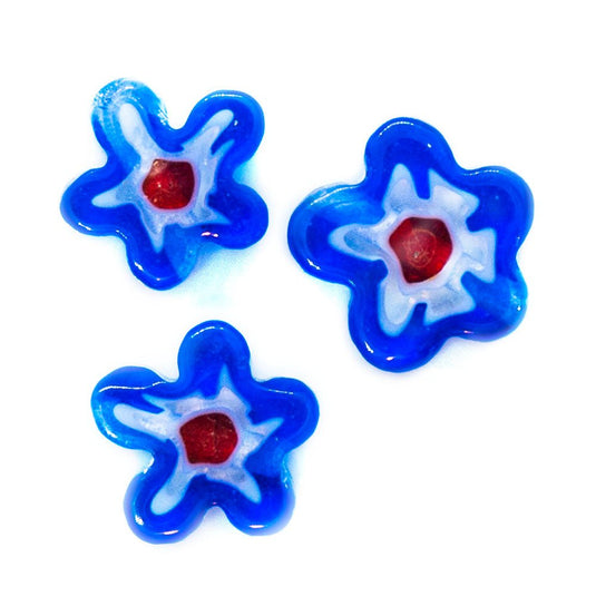Millefiori Glass Flower Bead Mixed Sizes 5-9mm Cobalt & Red - Affordable Jewellery Supplies