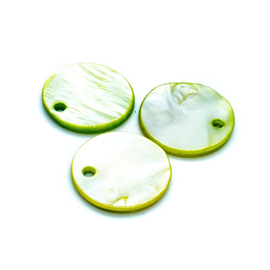 Shell Pendants (Drops) Round 15mm Green - Affordable Jewellery Supplies