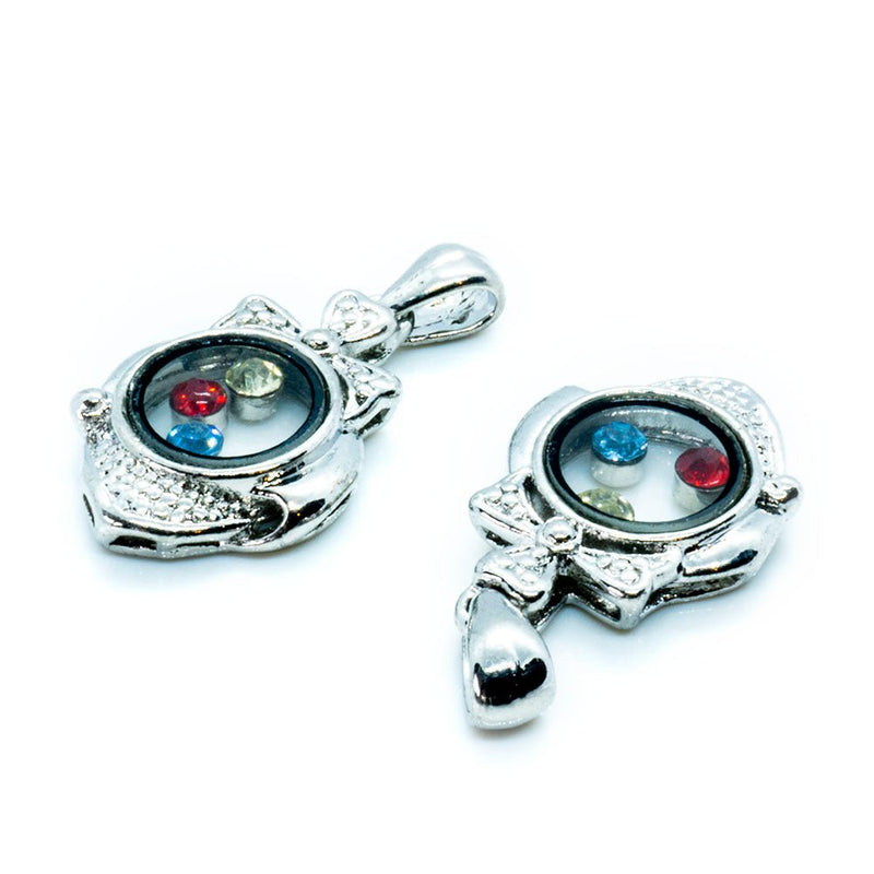 Load image into Gallery viewer, Rotating Pendant 27mm x 15mm Blue red yellow rhinestones - Affordable Jewellery Supplies
