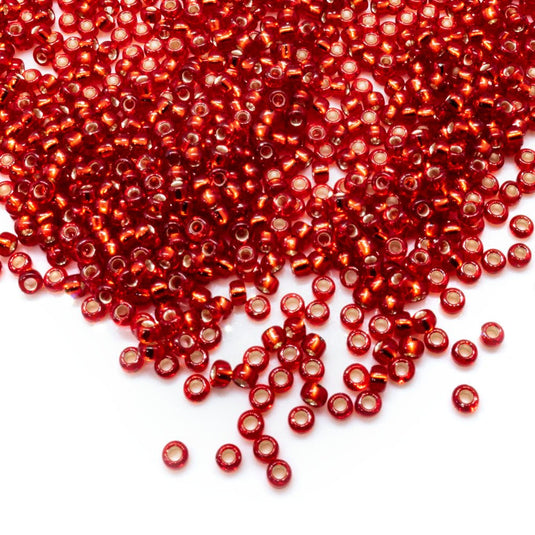 Miyuki Rocailles Silver Lined Seed Beads 11/0 Flame Red - Affordable Jewellery Supplies