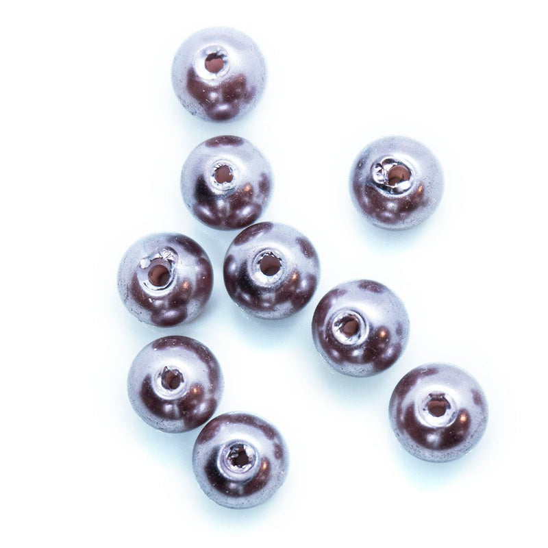 Load image into Gallery viewer, Coloured Glass Pearl Beads 6mm Rose Silver - Affordable Jewellery Supplies
