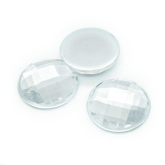 Acrylic Rhinestone Flatback Faceted Cabochon 16mm Clear - Affordable Jewellery Supplies