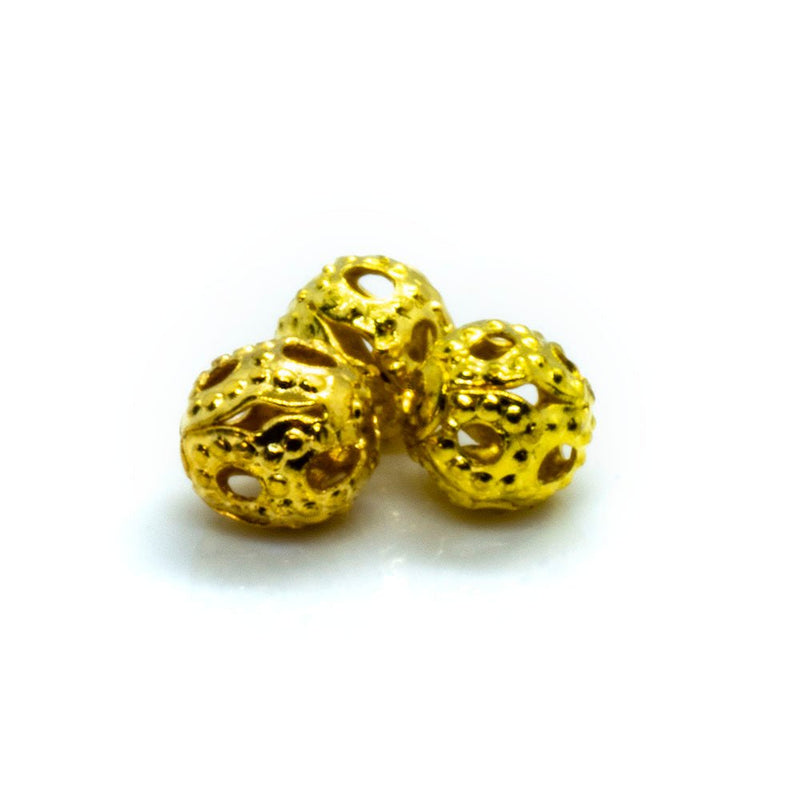 Load image into Gallery viewer, Filigree Round Metal Bead 4mm Gold - Affordable Jewellery Supplies
