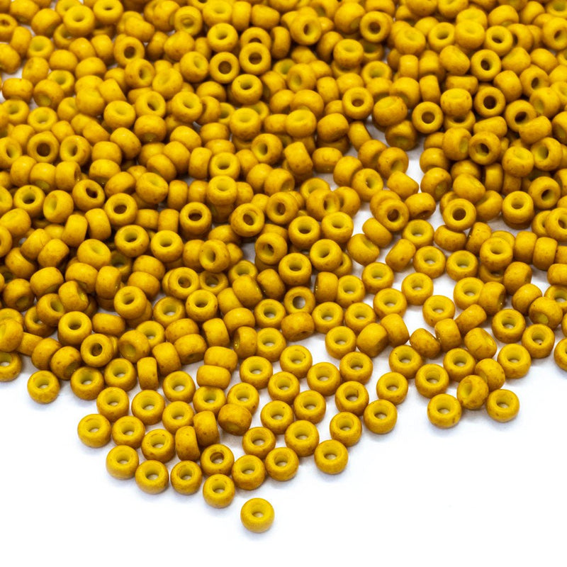 Load image into Gallery viewer, Miyuki Rocailles Matte Opaque Seed Beads 11/0 Mustard - Affordable Jewellery Supplies
