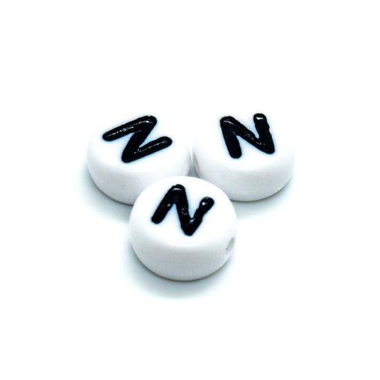 Acrylic Alphabet and Number Beads 7mm Letter N - Affordable Jewellery Supplies