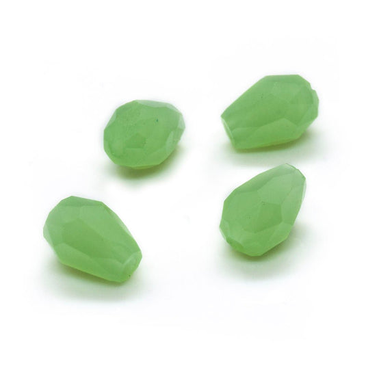 Imitation Jade Glass Faceted Teardrop Beads 5mm x 3mm Pale Green - Affordable Jewellery Supplies
