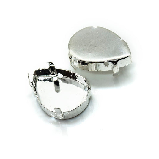 Teardrop Rhinestone Claw Setting for Cabochon 18mm x 14mm Silver - Affordable Jewellery Supplies
