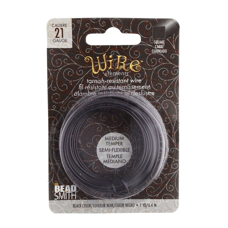 Load image into Gallery viewer, Beadsmith Square Wire 21 Gauge/0.71mm 6.4m Black - Affordable Jewellery Supplies
