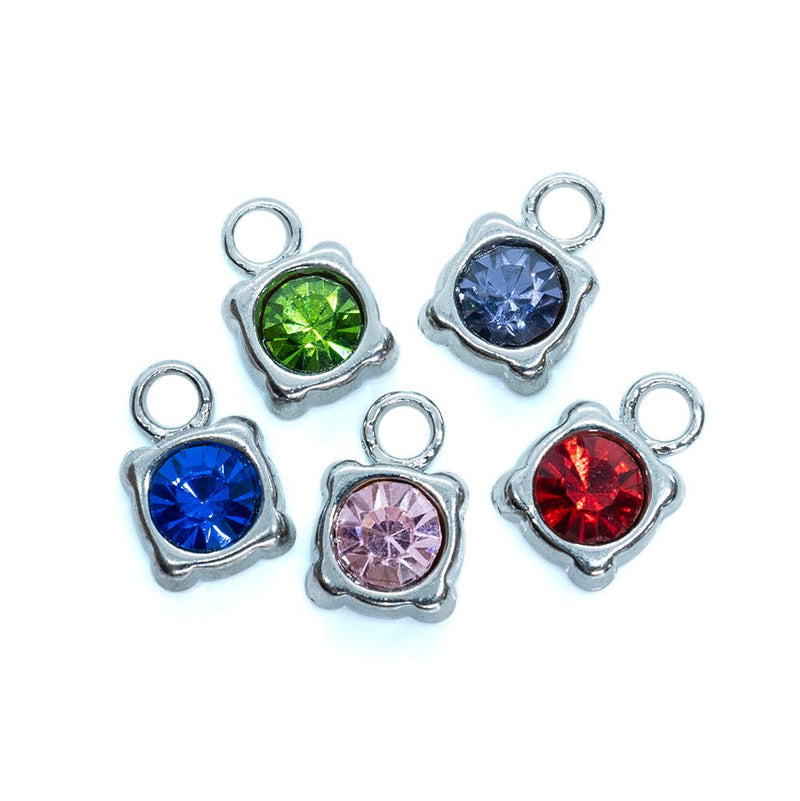 Load image into Gallery viewer, Rhinestone Square Pendant Charm 12mm x 7mm Sapphire - Affordable Jewellery Supplies
