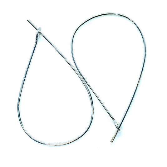 Teardrop Hoop Earwire 27mm x 17mm Silver - Affordable Jewellery Supplies