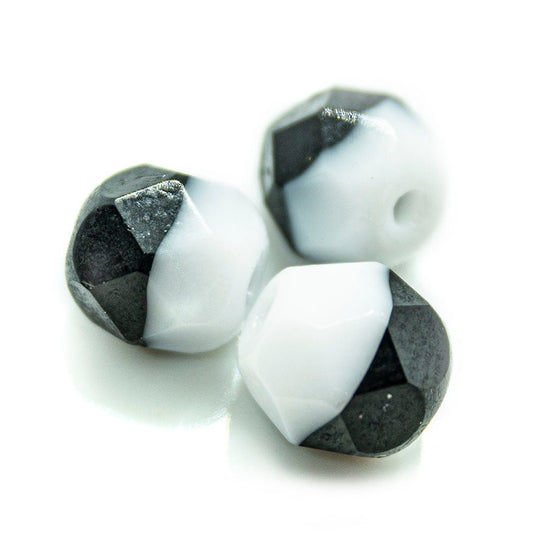 Czech Glass Firepolished Round Jing Jang Beads 6mm Black & White - Affordable Jewellery Supplies