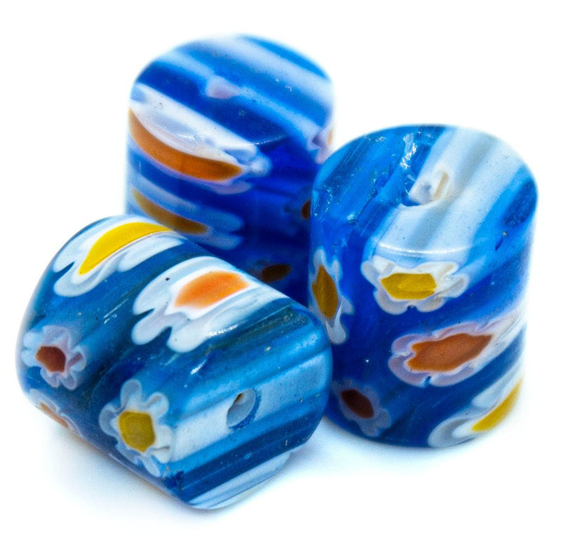 Load image into Gallery viewer, Millefiori Glass Tubes 10mm x 8mm Cobalt - Affordable Jewellery Supplies
