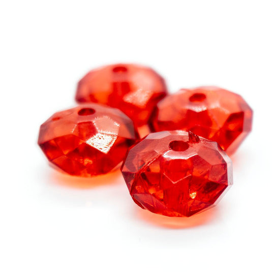 Acrylic Faceted Rondelle 12mm x 7mm Red - Affordable Jewellery Supplies