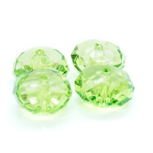 Acrylic Faceted Rondelle 12mm x 7mm Light Green - Affordable Jewellery Supplies