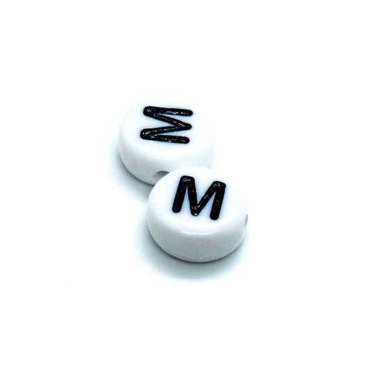 Acrylic Alphabet and Number Beads 7mm Letter M - Affordable Jewellery Supplies