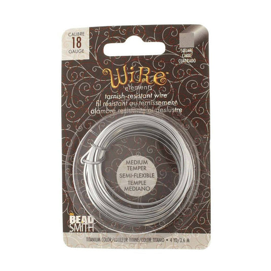 Beadsmith Square Wire 18 Gauge/1.02mm 3.6m Titanium - Affordable Jewellery Supplies