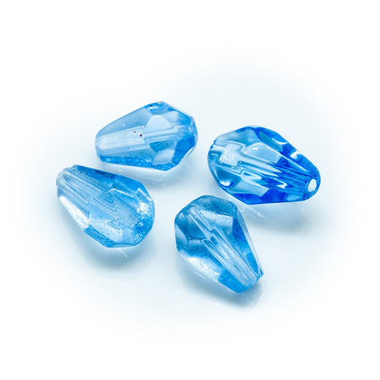 Faceted Glass Teardrop 10mm x 7mm Sapphire - Affordable Jewellery Supplies