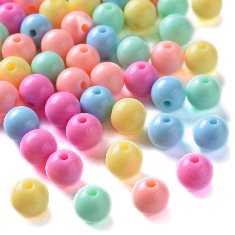 Load image into Gallery viewer, Opaque Acrylic Round Beads 10mm x 9mm Bright Mix - Affordable Jewellery Supplies
