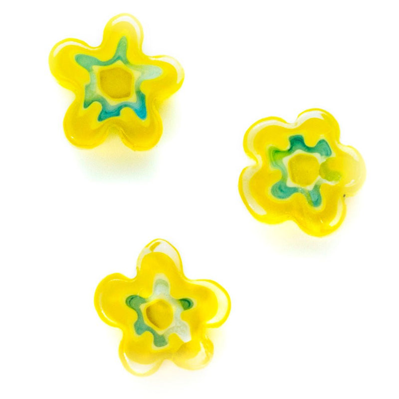 Load image into Gallery viewer, Millefiori Glass Flower Bead Mixed Sizes 5-9mm Yellow - Affordable Jewellery Supplies
